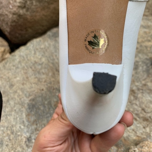 White Leather Women's Shoes Size 6.5 Classic Career Cutout Clean Quiet Luxury - Picture 5 of 7